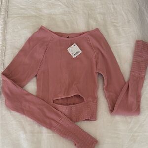 Free People Movement Pink Long Sleeve Top